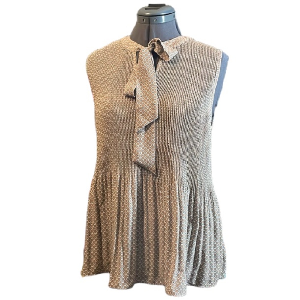 Adrianna Papell Sleeveless Peplum Blouse with Tie Front Size Medium